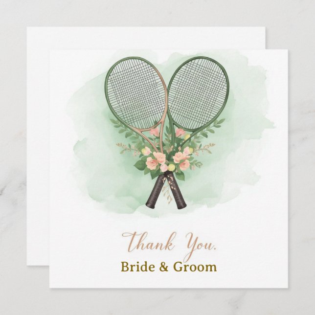 Tennis Wedding Thank You Card  Dankeskarte (Vorne/Hinten)