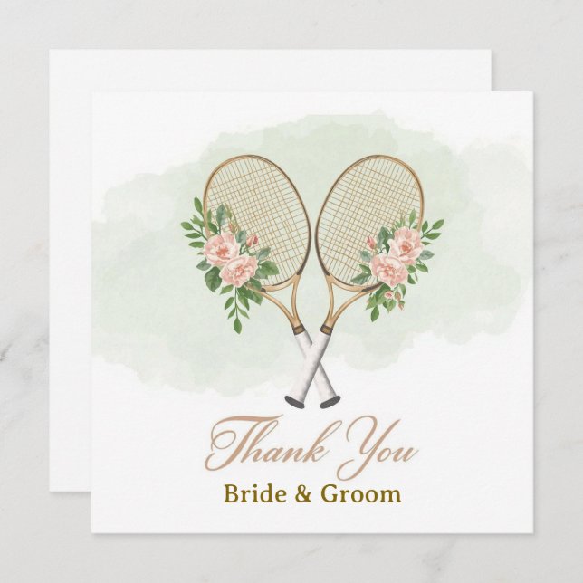 Tennis Wedding Thank You Card  Dankeskarte (Vorne/Hinten)