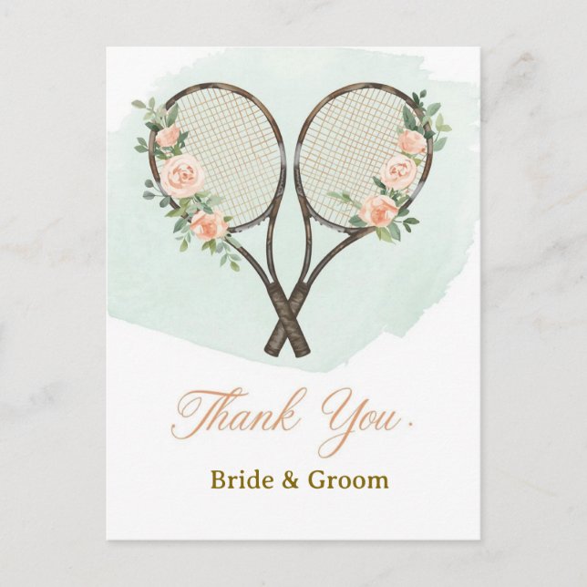 Tennis Wedding Thank You Card  Postkarte (Vorderseite)