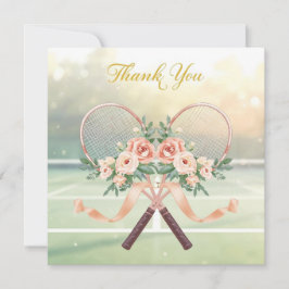 Tennis Wedding Thank You Card with Floral Rackets Dankeskarte