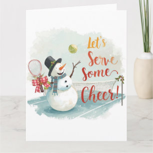 Tennis Weihnachten  Festlicher Schneemann  Karte