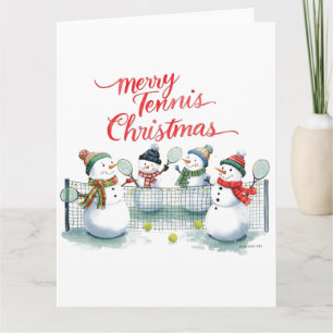 Tennis Weihnachten Festlicher Schneemann Karte