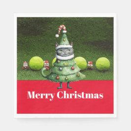 Tennis Weihnachten für den Spieler, der Cat Lieben Serviette
