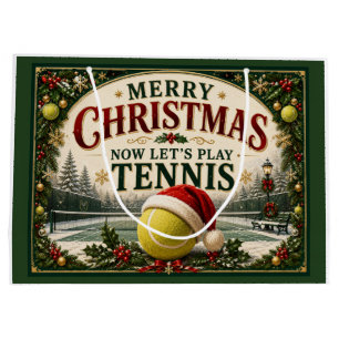 Tennis Weihnachten mit Ball Santa Hut Große Geschenktüte
