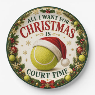 Tennis Weihnachten mit Ball Santa Hut  Pappteller