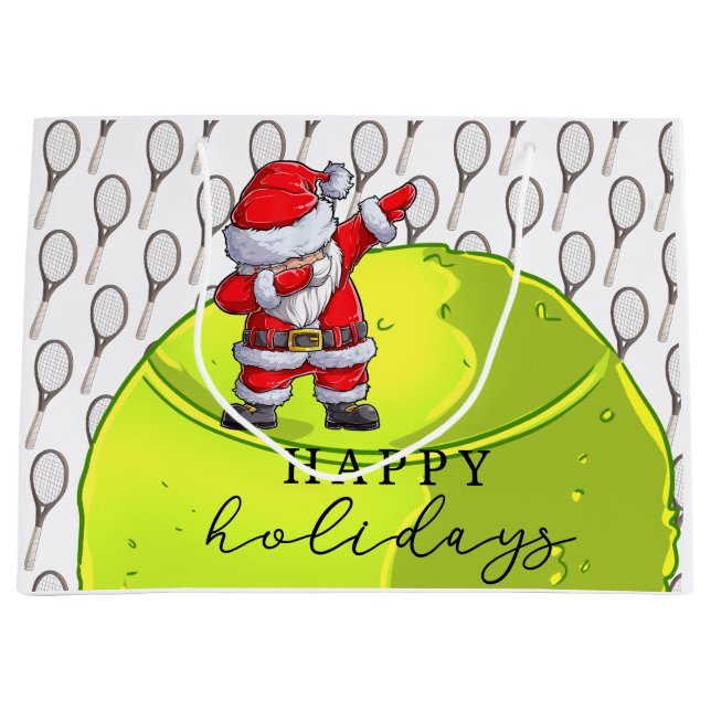Tennis Weihnachten mit Ball und Racket Weihnachtsm Große Geschenktüte (Vorderseite)