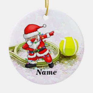 Tennis Weihnachten mit dem Dabbing Weihnachtsmann Keramik Ornament