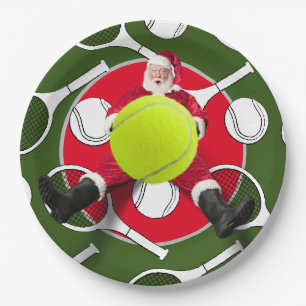 Tennis-Weihnachten mit dem Weihnachtsmann Pappteller