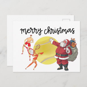 Tennis Weihnachten mit dem Weihnachtsmann Postkarte