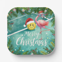 Tennis-Weihnachten mit Flamingo-Motiv