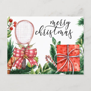 Tennis Weihnachten mit Racket Aquarell