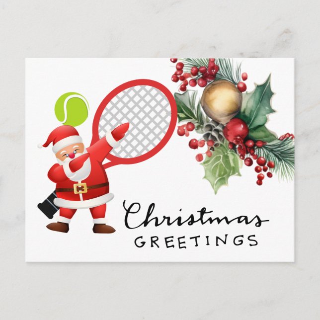 Tennis Weihnachten mit Racket Aquarell (Vorderseite)