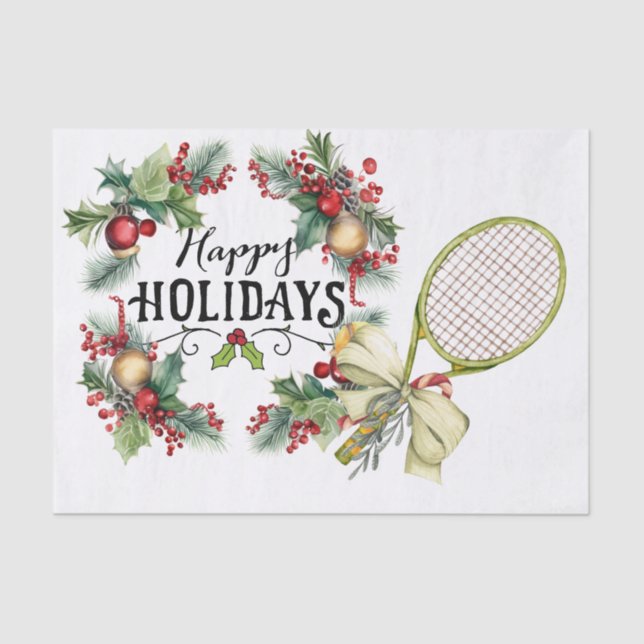 Tennis Weihnachten mit Racket Aquarell Seidenpapier (Vorderseite)