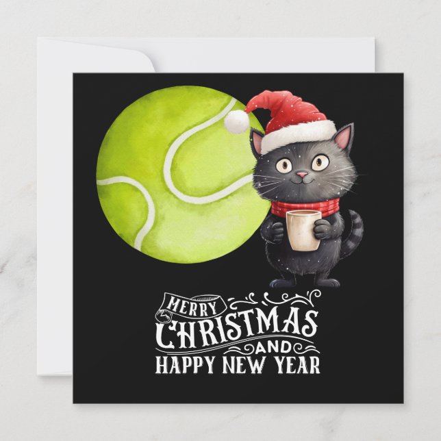 Tennis Weihnachten mit Santa Cat (Vorderseite)