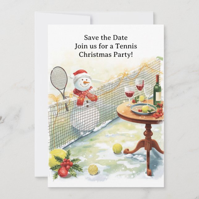 Tennis Weihnachten mit Snowman Einladung (Vorderseite)