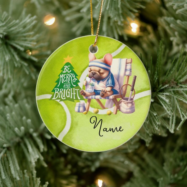 Tennis Weihnachten mit Tennisball für Junge Keramik Ornament (Baum)