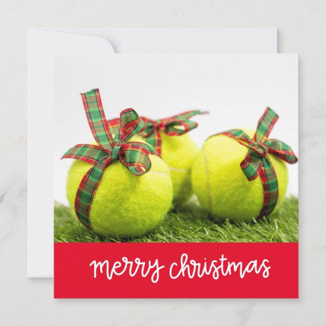 Tennis Weihnachten mit Tennisball Karte (Vorderseite)