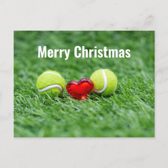 Tennis Weihnachten mit Tennisball mit Liebe Postkarte (Vorderseite)