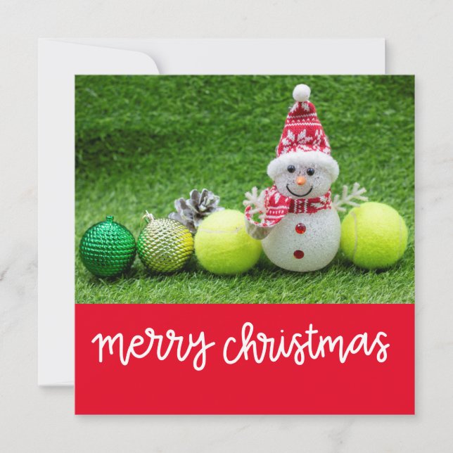 Tennis Weihnachten mit Tennisball mit Snowman (Vorderseite)
