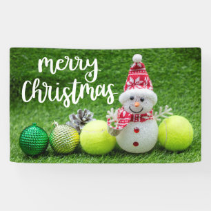 Tennis Weihnachten mit Tennisball mit Snowman Banner