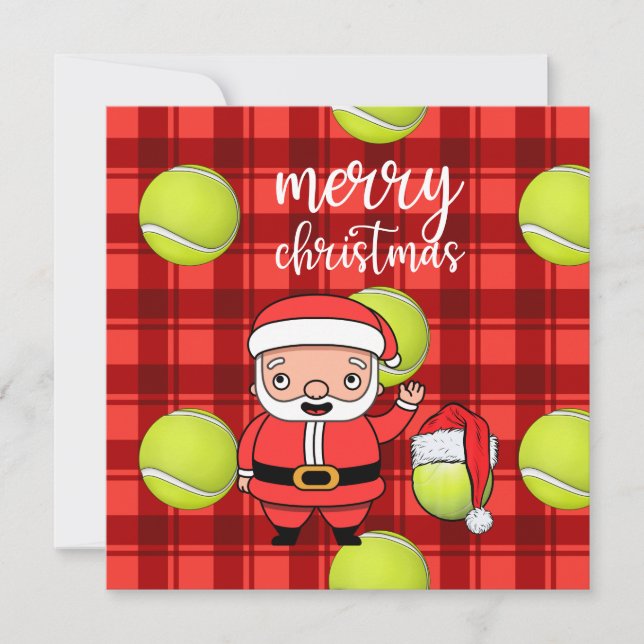 Tennis Weihnachten mit Tennisball Santa Claus Auto Karte (Vorderseite)