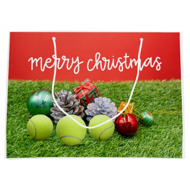 Tennis Weihnachten mit Tennisball und Geschenke Große Geschenktüte (Vorderseite)