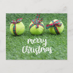 Tennis Weihnachten mit Tennisball und Geschenke Po Postkarte
