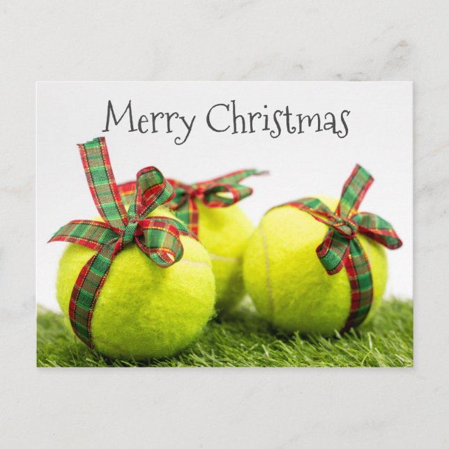 Tennis Weihnachten mit Tennisball und Geschenken Postkarte (Vorderseite)