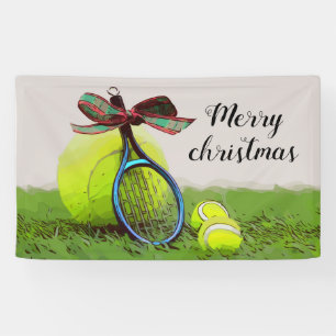 Tennis Weihnachten mit Tennisball und Racke Banner