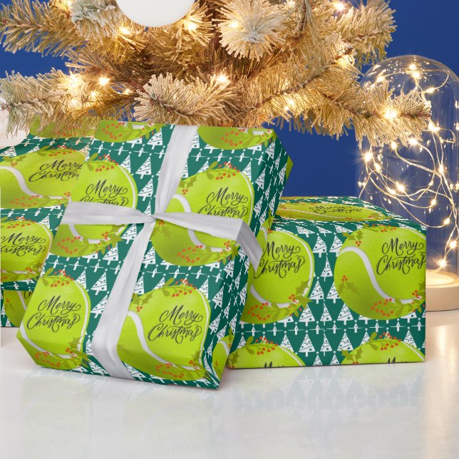 Tennis Weihnachten mit Tennisball und Santa Geschenkpapier (Feiertage)