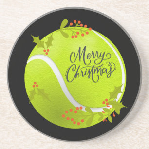 Tennis Weihnachten mit Tennisball und Santa Getränkeuntersetzer