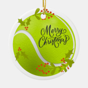 Tennis Weihnachten mit Tennisball und Santa Keramik Ornament