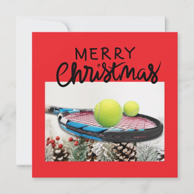 Tennis Weihnachten mit Tennisball und Schläger (Vorderseite)
