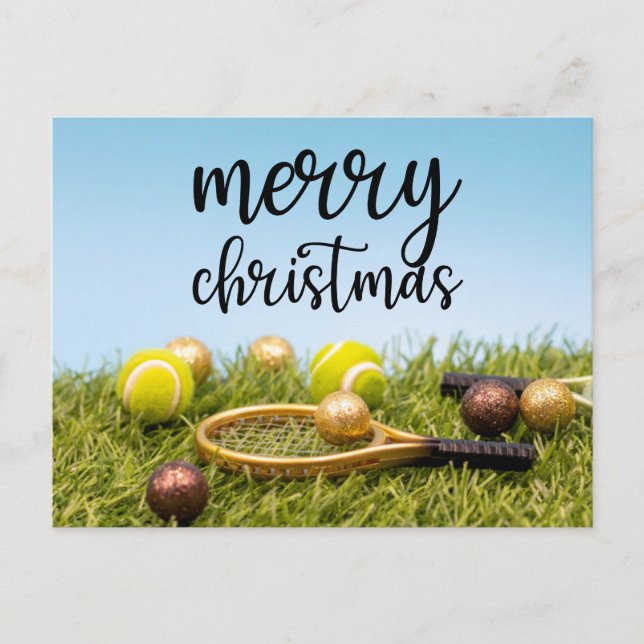 Tennis Weihnachten mit Tennisball und Schläger (Vorderseite)