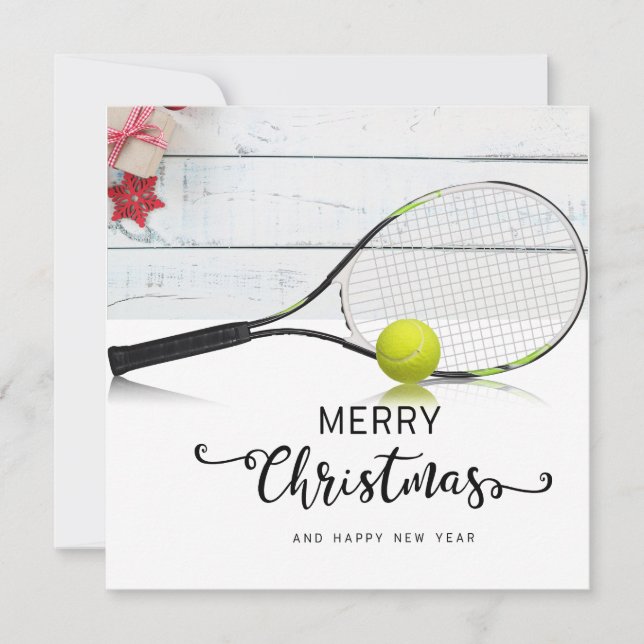 Tennis Weihnachten mit Tennisball und Schläger (Vorderseite)
