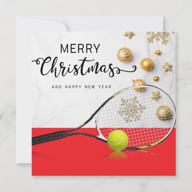 Tennis Weihnachten mit Tennisball und Schläger (Vorderseite)