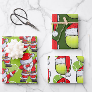 Tennis Weihnachten mit Tennisball und Schläger Geschenkpapier Set