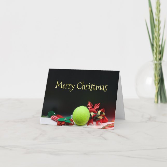 Tennis Weihnachten mit Tennisball und Schneeflocke Karte (Vorderseite)