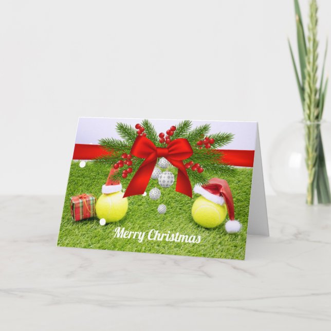 Tennis Weihnachten mit Tennisball und Weihnachtsma (Vorderseite)