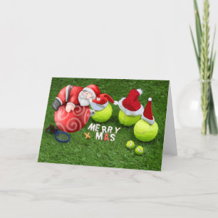 Tennis Weihnachten mit Tennisball und Weihnachtsma