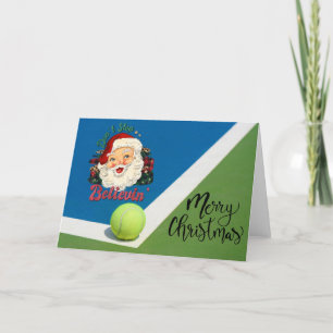 Tennis Weihnachten mit Tennisball und Weihnachtsma