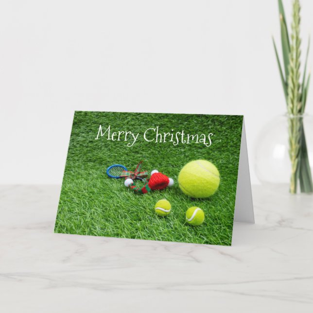 Tennis Weihnachten mit Tennisball und Weihnachtsma (Vorderseite)