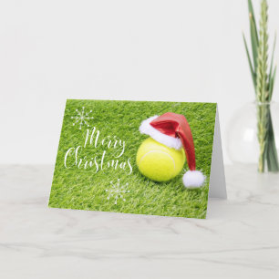 Tennis Weihnachten mit Tennisball und Weihnachtsma