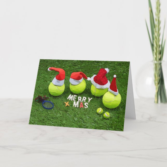 Tennis Weihnachten mit Tennisball und Weihnachtsma (Vorderseite)