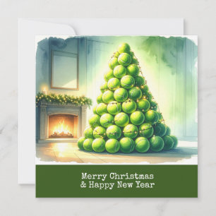 Tennis-Weihnachten mit Tennisball-Weihnachtsbaum Feiertagskarte