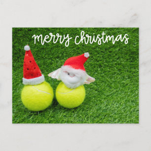 Tennis Weihnachten mit Weihnachtsmannmütze auf Ten Postkarte