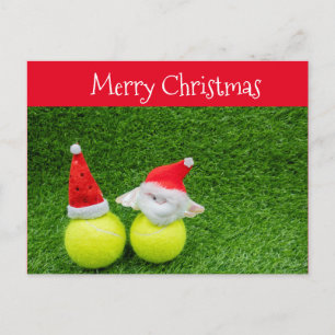 Tennis Weihnachten mit Weihnachtsmannmütze auf Ten Postkarte