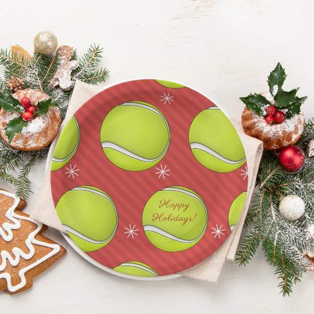 Tennis Weihnachten Party Rotes festliches Ball & S Pappteller (Von Creator hochgeladen)