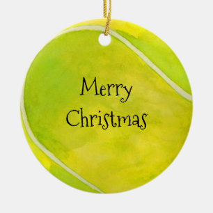 Tennis Weihnachten & Tennisball auf Gelb Keramik Ornament