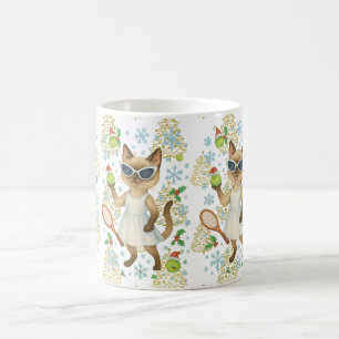 Tennis Weihnachten Thema für Katzenliebhaber Kaffeetasse